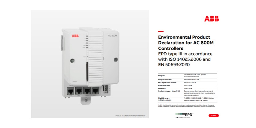 ABB Publishes Environmental Product Declaration for Distributed Control System Controllers